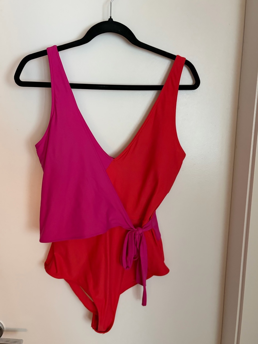 Women’s Two-Tone Pink and Red One-Piece Swimsuit